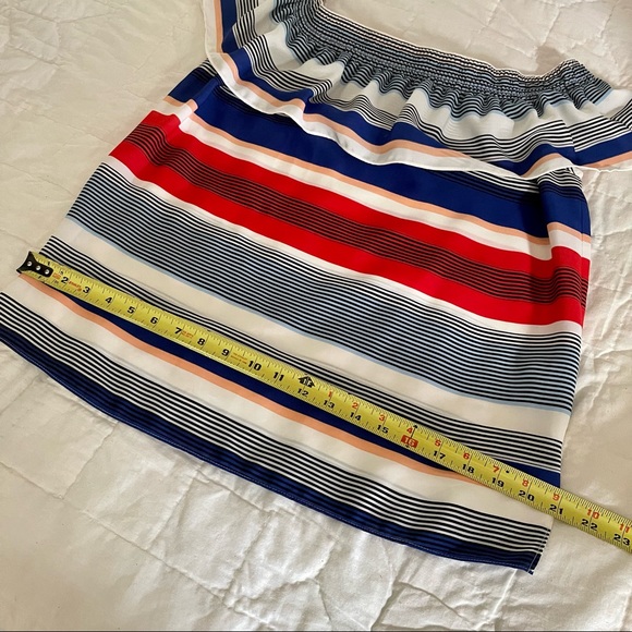 Laundry by Shelli Segal Multi Colored Striped Over The Shoulder Blouse - Picture 6 of 6